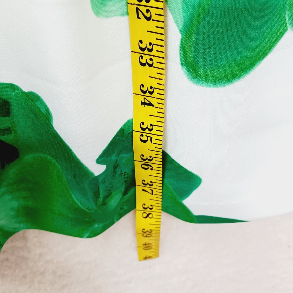 Dress Fit Flare White Green Pleat Bodice Pocket Lined Zipper Calvin Klein Size S - Picture 6 of 8